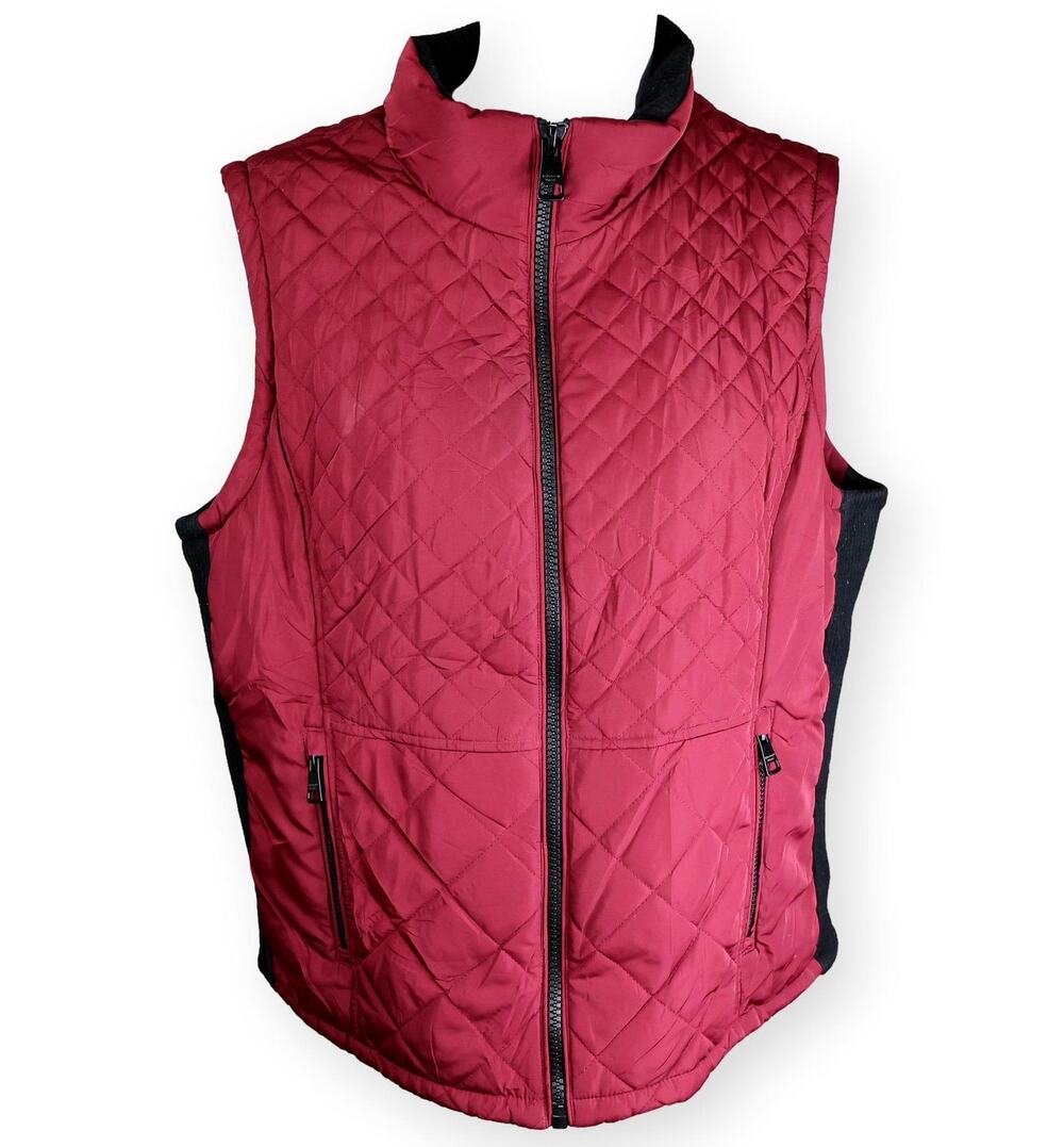 Andrew Marc Puffer Quilted Vest Women’s XL Full Zip Burgundy